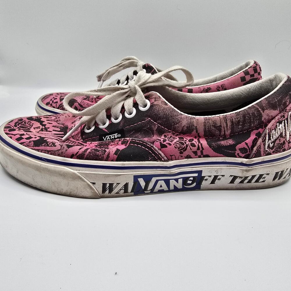 Vans Lady Vans pink black graphic embroidered lace up canvas shoes men 6.5 - Picture 5 of 10